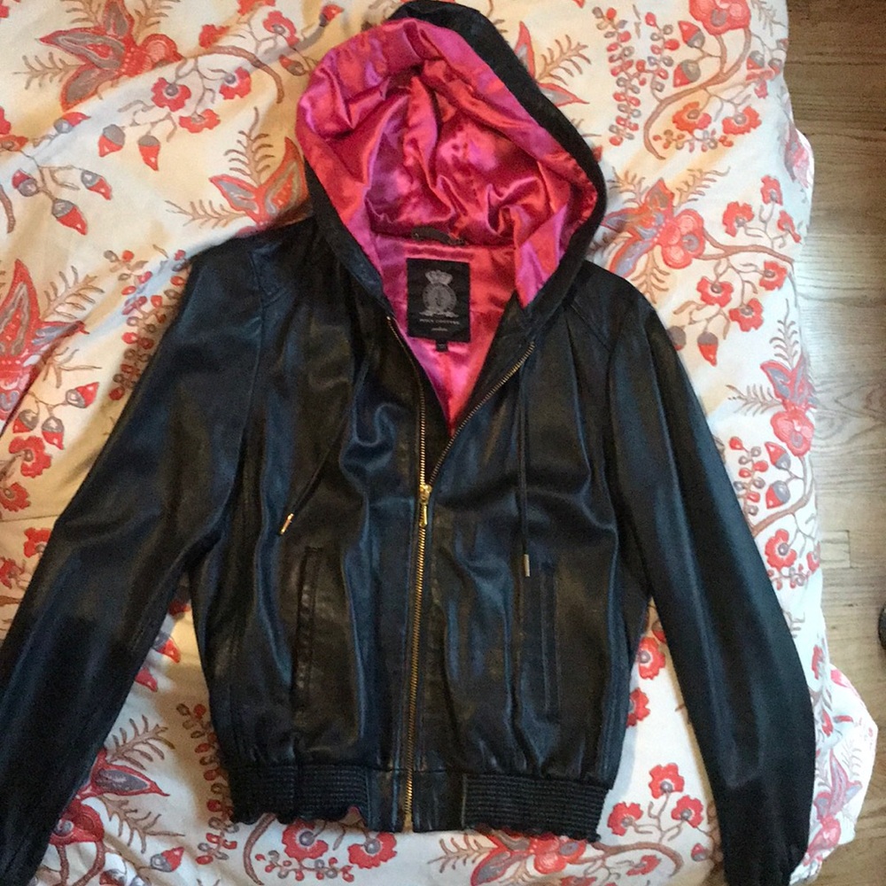 Lambs leather hoodie jacket